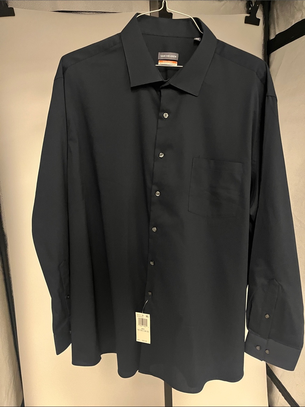 Van Heusen Men's Dark Navy Long-Sleeve Dress Shirt